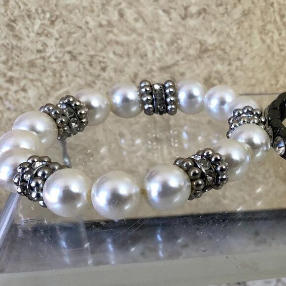 Cache 3 Bundle silver tone stretch bracelets multi size faceted crystals NWT New - Picture 5 of 9